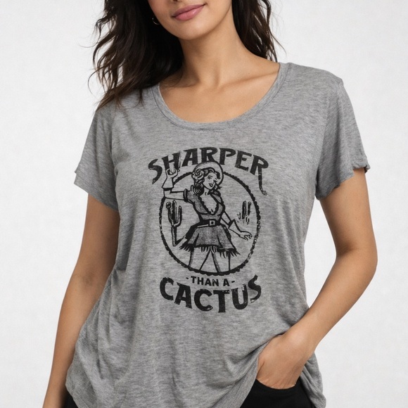 Idyllwind Tops - Miranda Lambert Idyllwind “Sharper Than a Cactus” Graphic Tee Gray Size XL